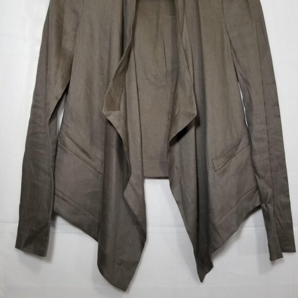 DVF Diane Von Furstenberg Blynn asymmetrical blazer olive brown sz 2 linen blend - Picture 4 of 10